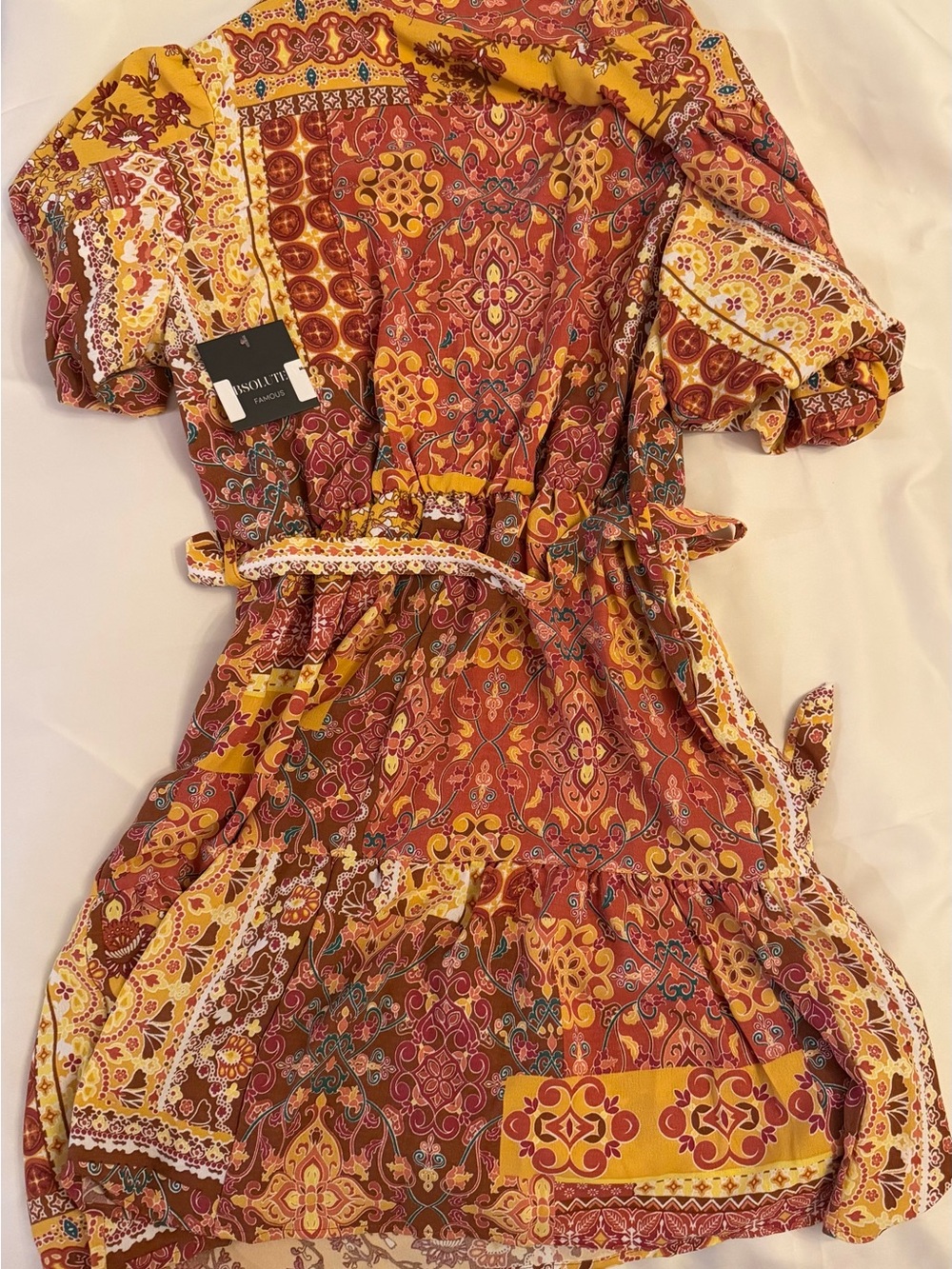 Absolutely Famous Yellow and Rust Paisley Midi Dress - Picture 2 of 2